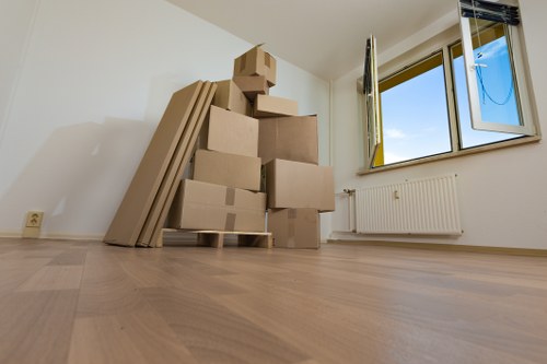 Household storage units in Kingscross with neatly packed boxes